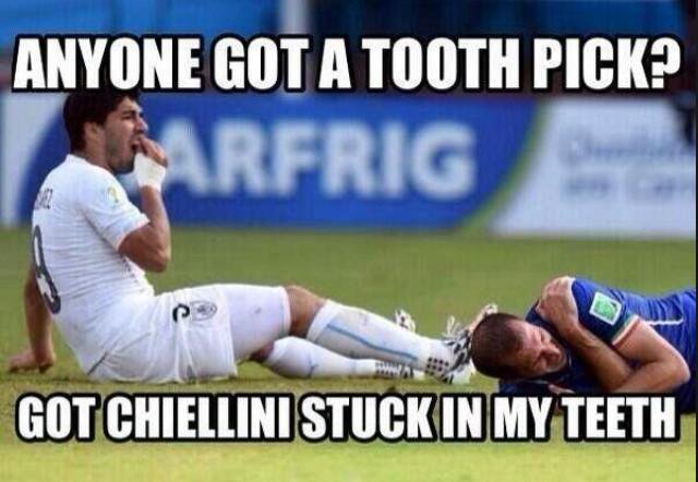 Anyone Got A Tooth Pick Got Chiellini Stuck In My Teeth Funny Sports Meme Image