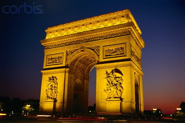 Arc de Triomphe Illuminated At Night