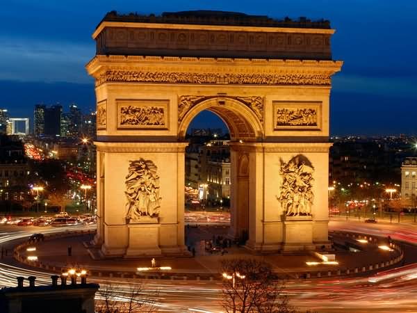 Arc de Triomphe Shining At Night