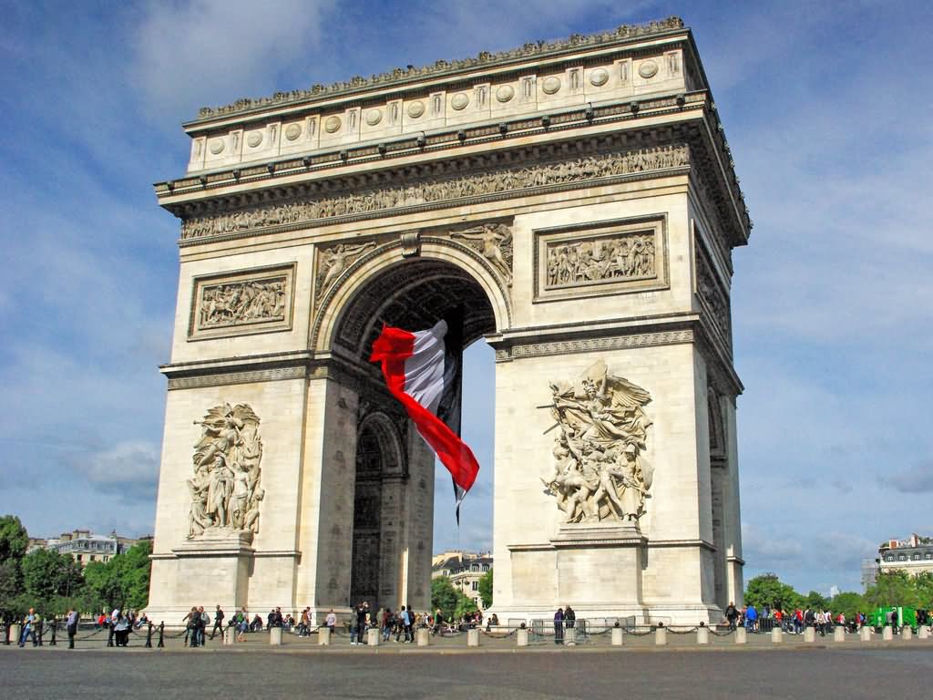 Arc de Triomphe With French Flag