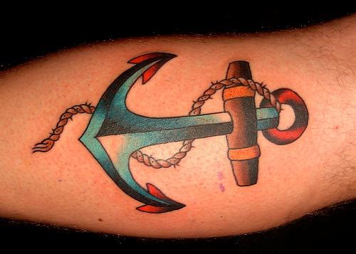 Attractive Sailor Anchor Tattoo Design For Arm