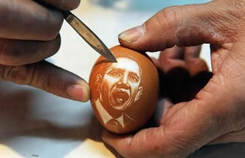 Barack Obama Face Art On Egg Funny Picture For Whatsapp