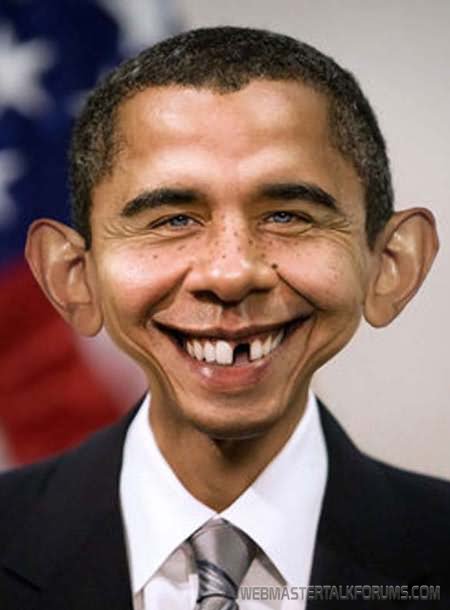 Barack Obama Funny Photoshopped Smiling Face Picture