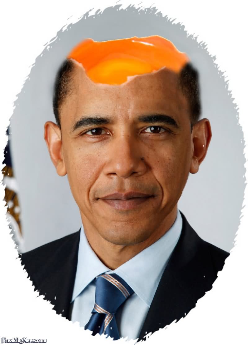 Barack Obama With Egg Head Funny Photoshop Image