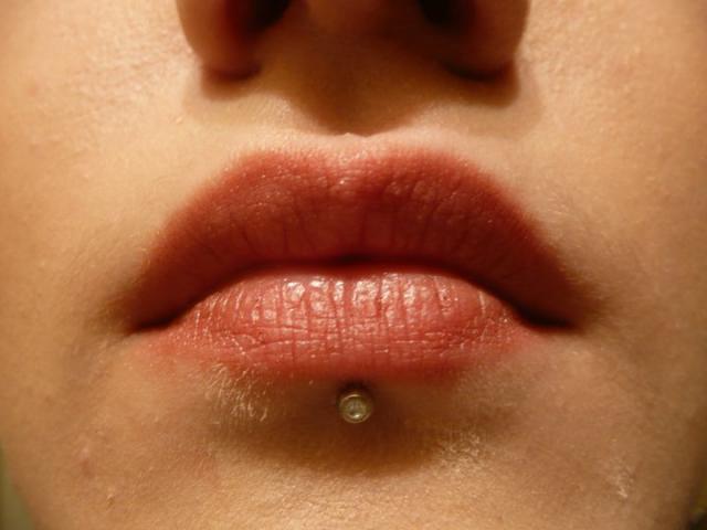 Beautiful Center Labret Piercing For Girls