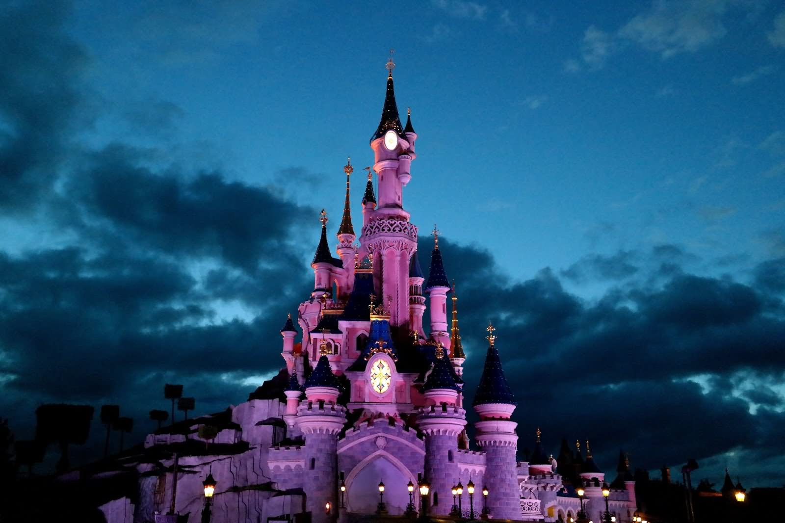 Beautiful Disneyland Paris Castle Night View Image