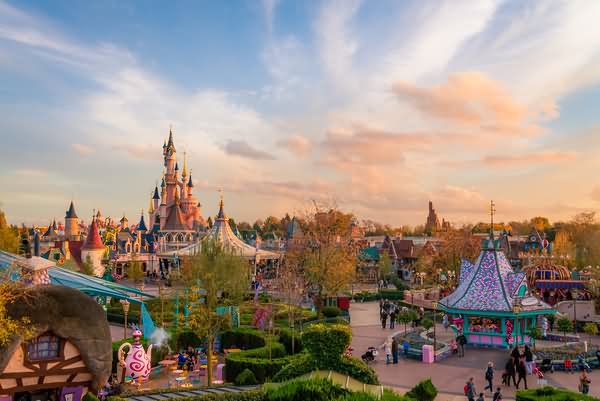 Beautiful Disneyland Paris Sunset View Image