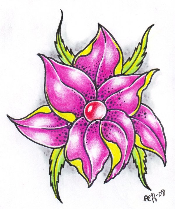 Beautiful Fantasy Flower Tattoo Design