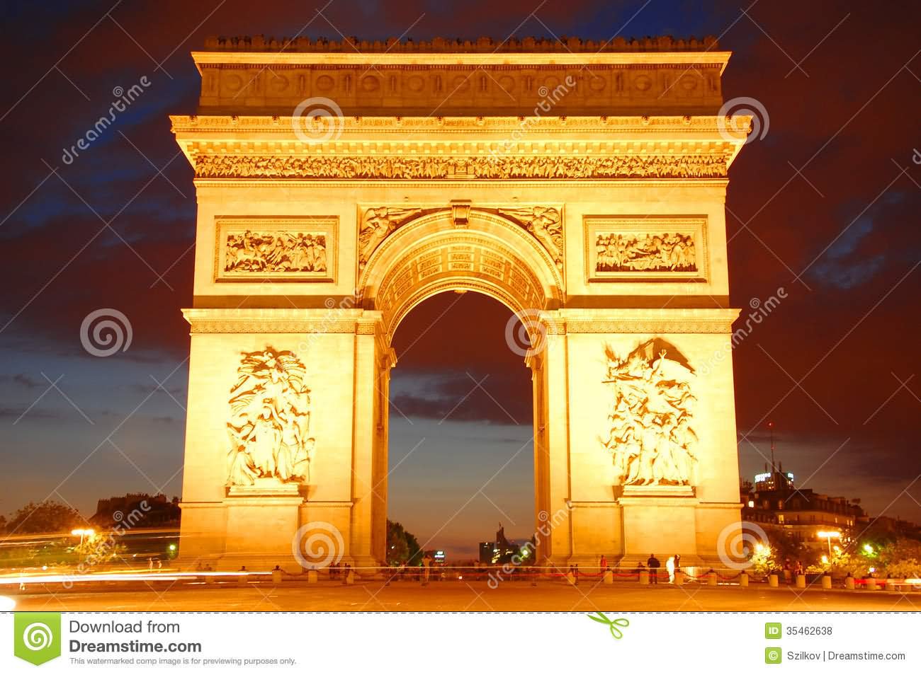 Beautiful Front Picture Of Arc de Triomphe At Night