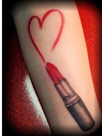 Beautiful Heart And Mac Lipstick Tattoo