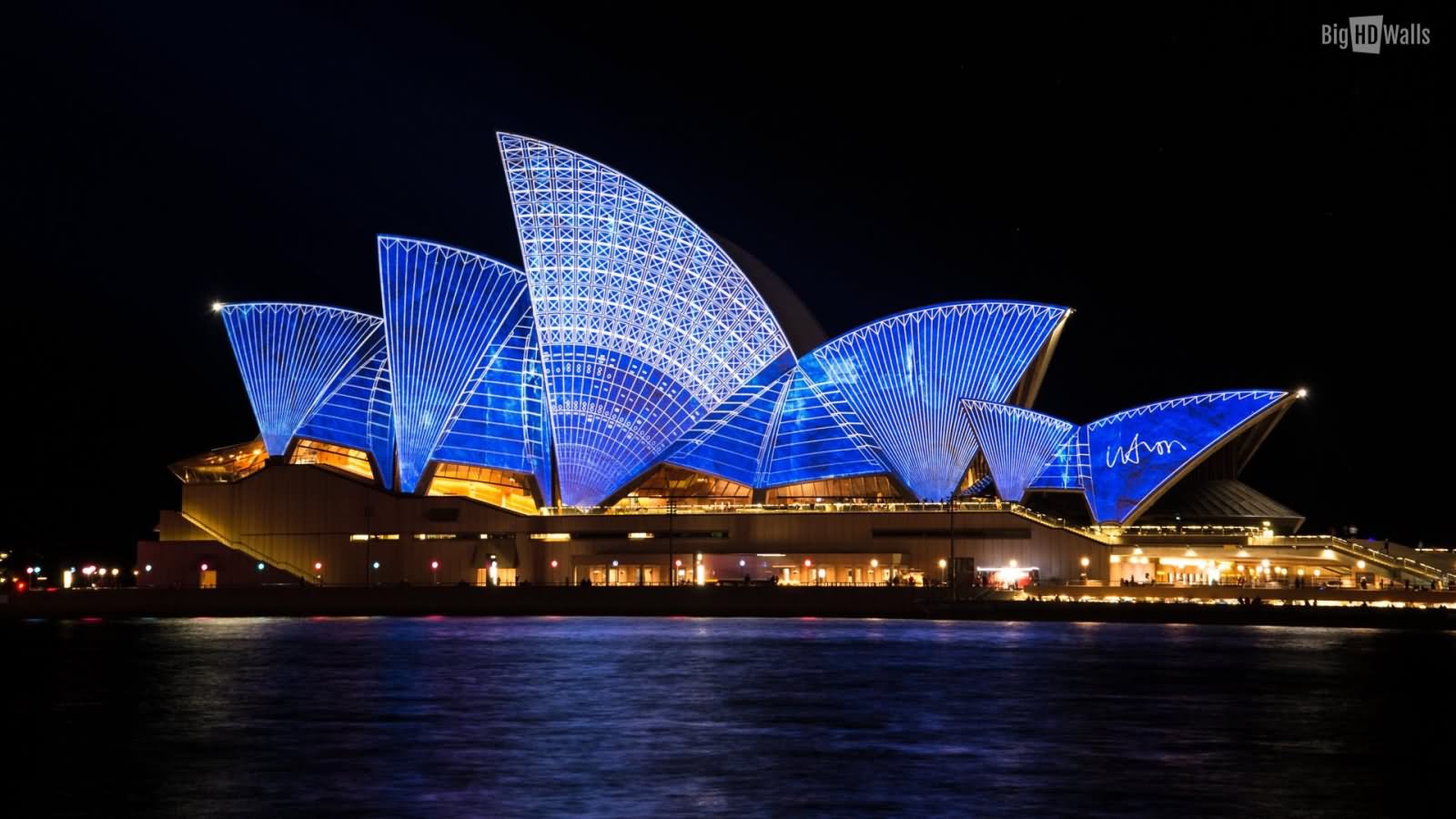 Beautiful Lighting Decoration At Sydney Opera House In Night