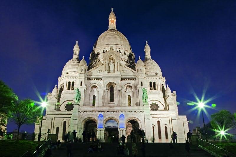 Beautiful Night Lights At Sacre Coeur, Paris