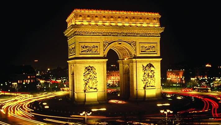 Beautiful Night View Of Arc de Triomphe