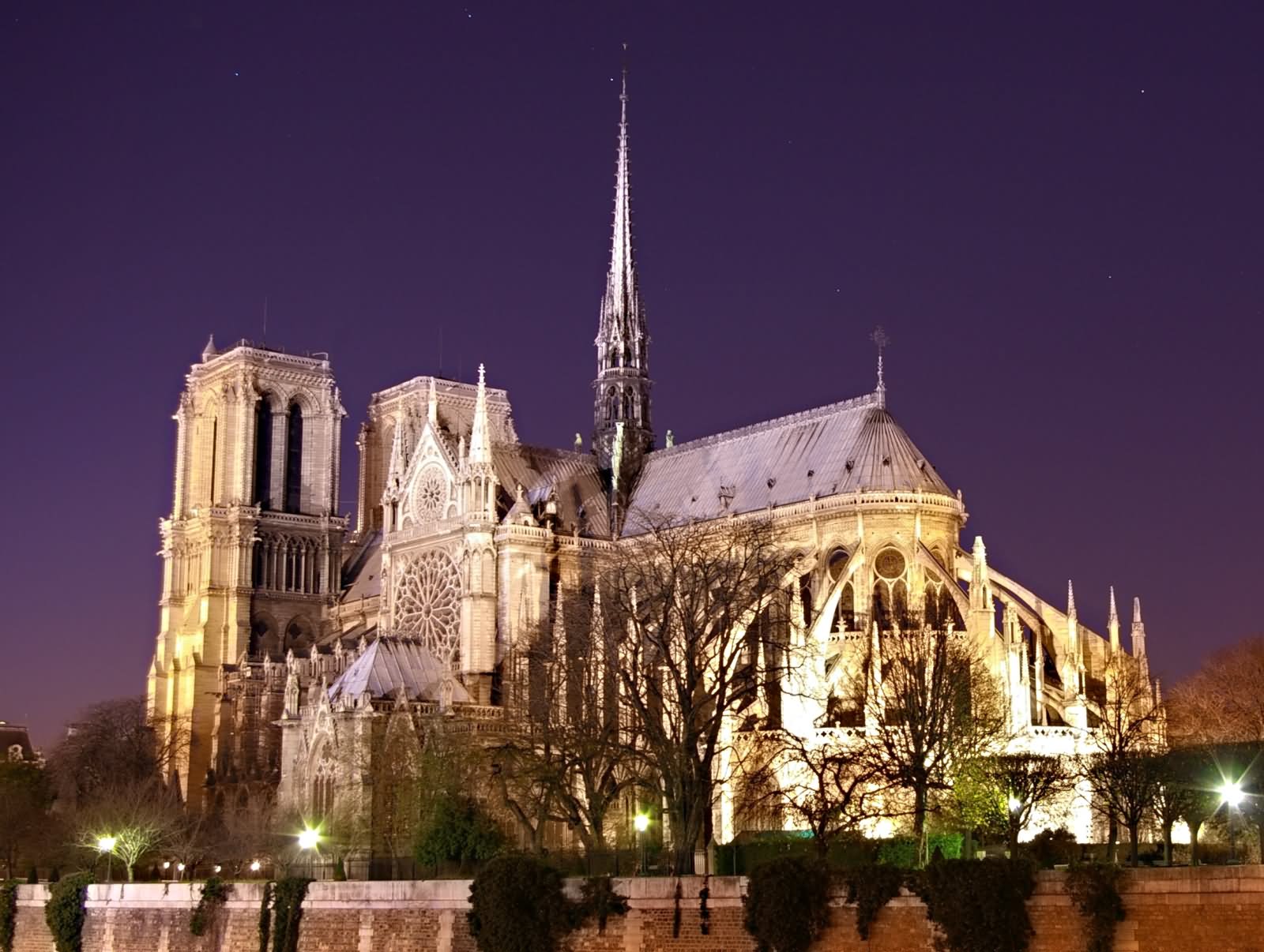 Beautiful Night View Of Notre Dame de Paris
