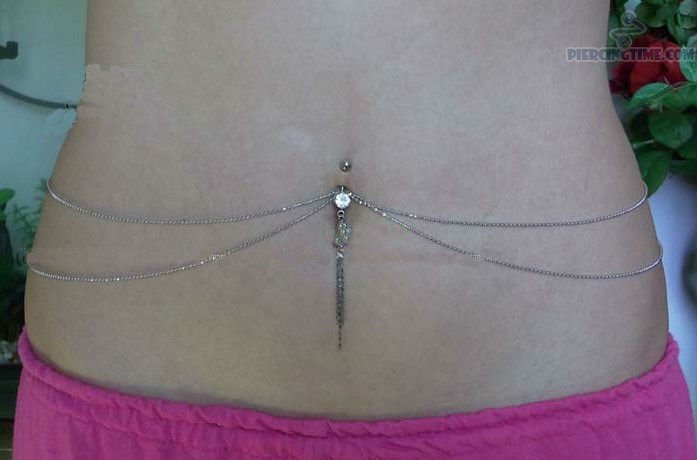 Belly Button Chain Piercing For Girls