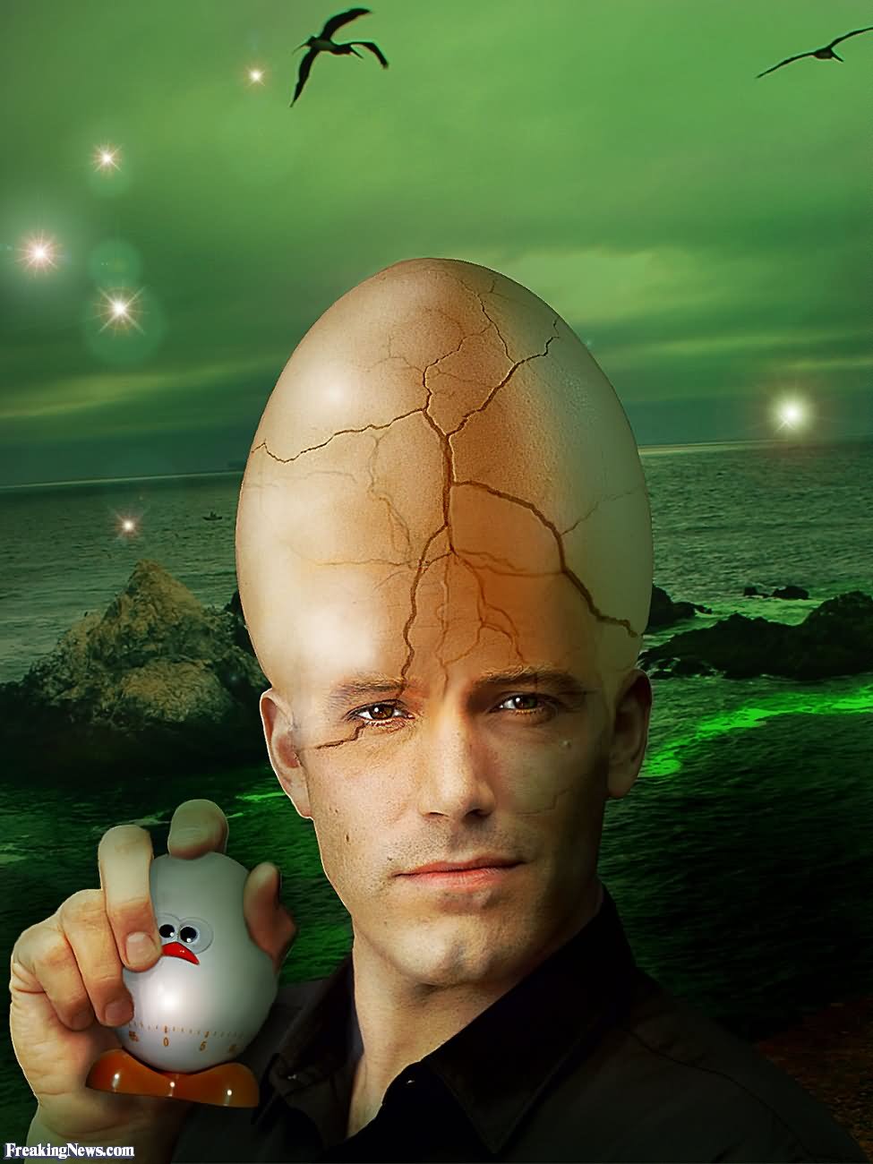 Ben Affleck With Egg Head Funny Picture