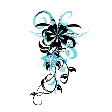 Black And Blue Fantasy Flower Tattoo