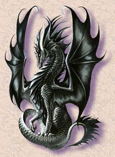 Black And Grey Dragon Tattoo Design
