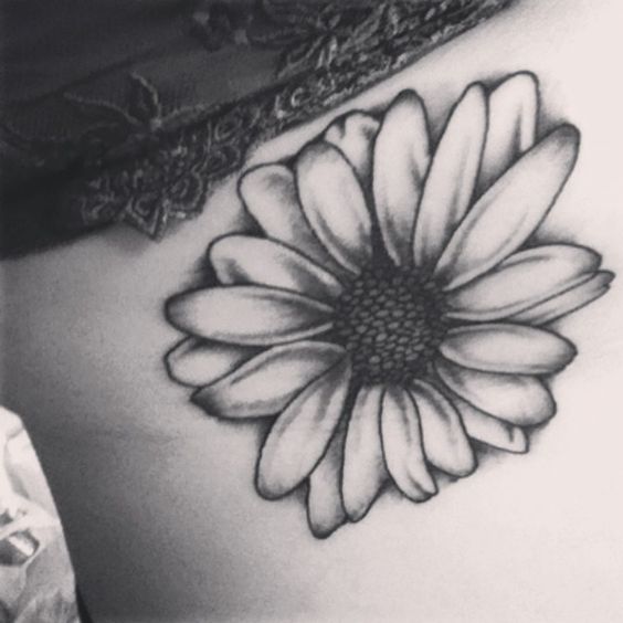 Black And White Floral Tattoo Design For Side Thigh