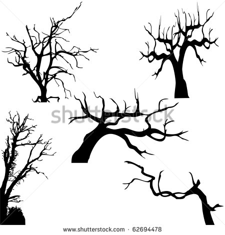 Black Halloween Tree Tattoo Design