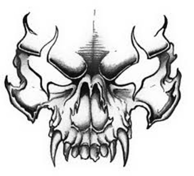 Black Ink Halloween Skull Tattoo Design