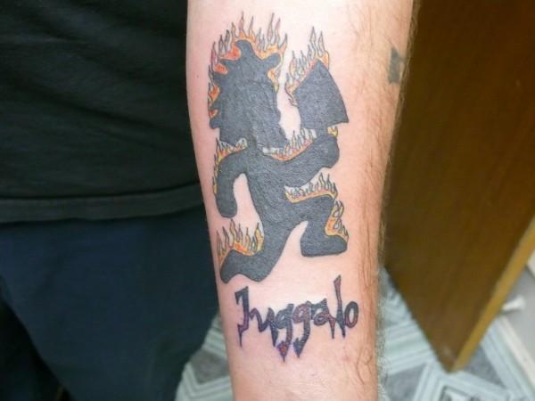 Black Juggalo Tattoos On Man Left Forearm