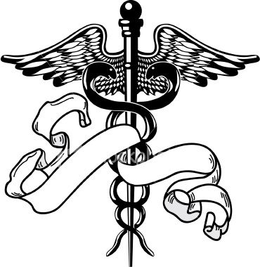 Black Medical Symbol With Ribbon Tattoo Design