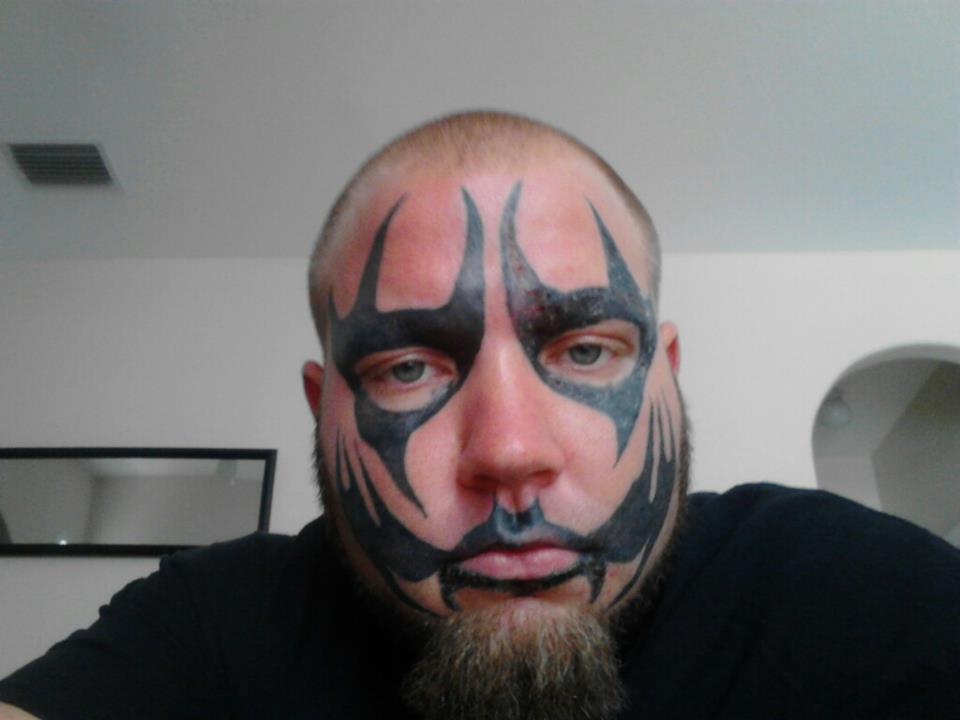 Black Tribal Juggalo Tattoo On Face