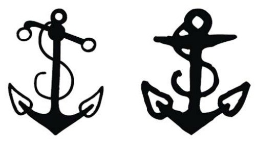 Black Two Sailor Anchor Tattoo Design