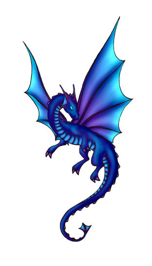 Blue Ink Fantasy Dragon Tattoo Design by Anniasha