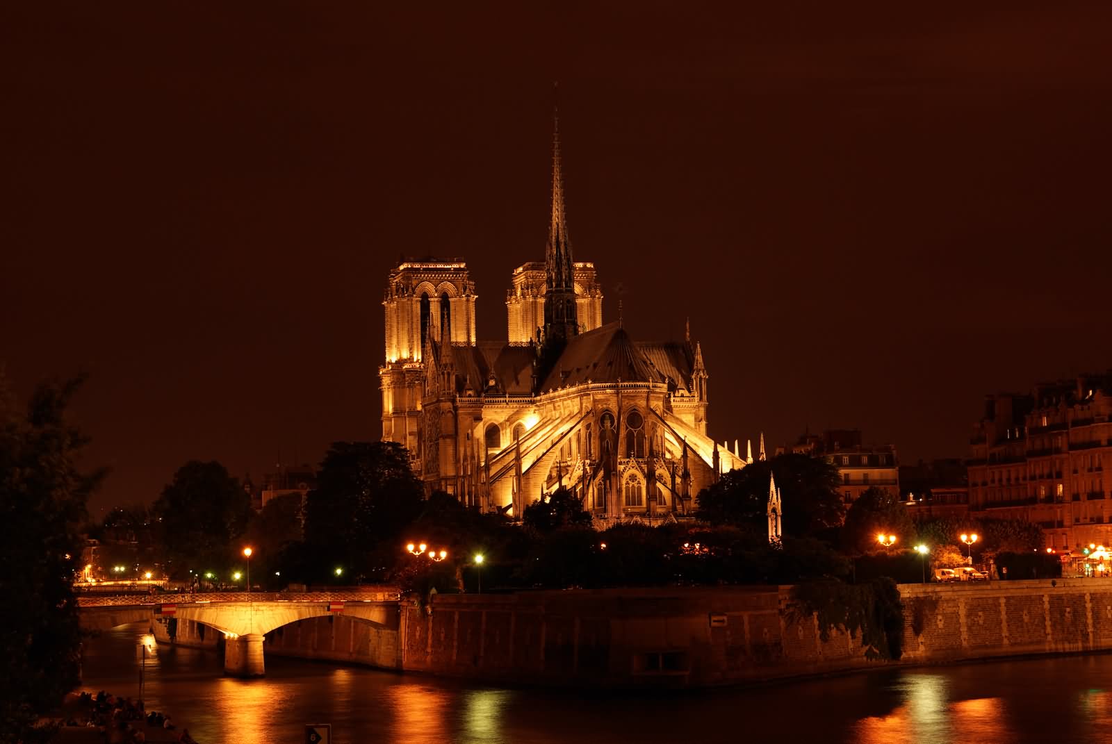 Cathedral Notre Dame de Paris At Night