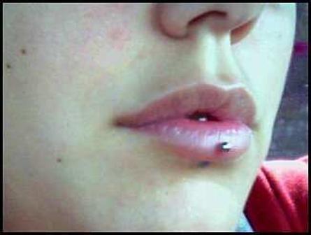 Center Labret Piercing With Curved Barbell
