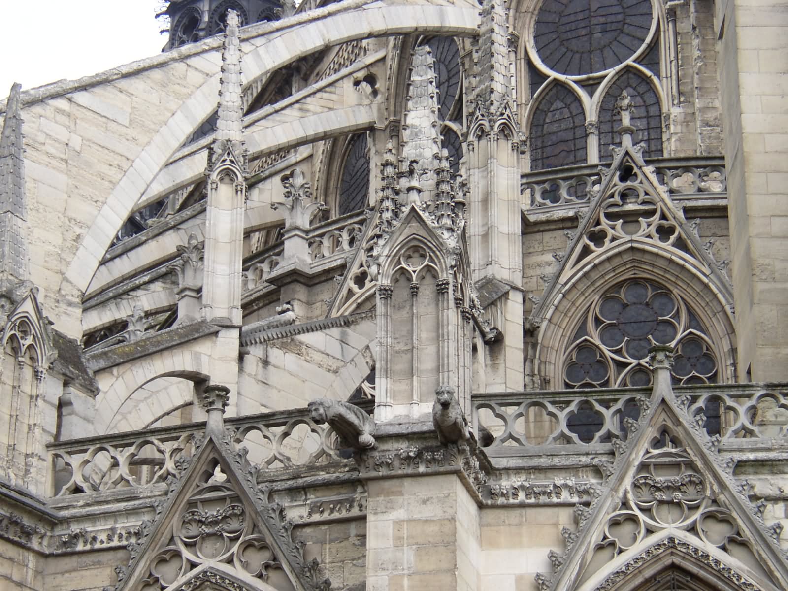 Close Up Of Flying Buttresses Of Notre Dame de Paris