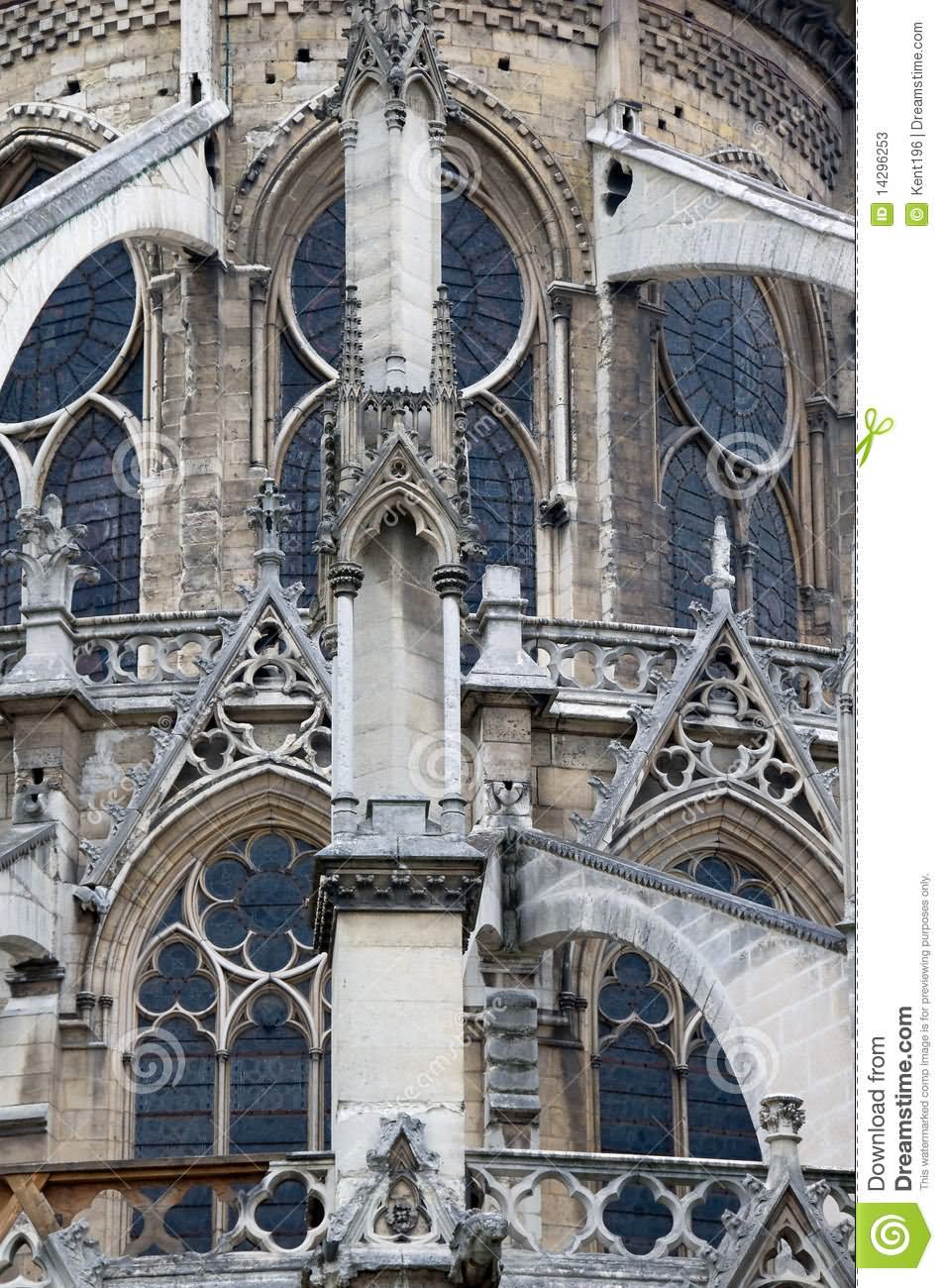 Close Up Of Notre Dame de Paris Flying Buttresses Picture