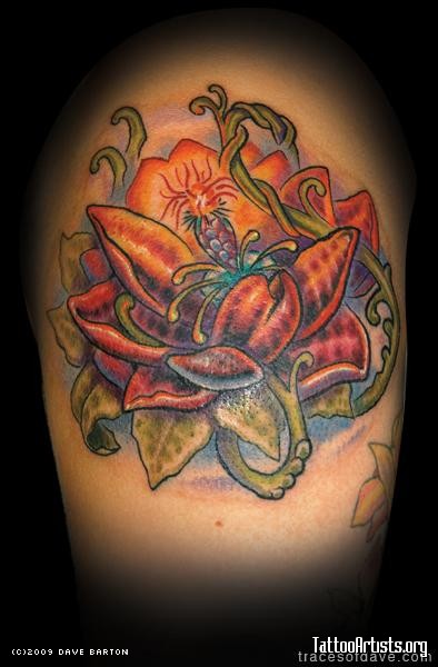 Color Fantasy Flower Tattoo Idea