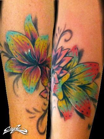 Colored Fantasy Flower Tattoo Idea