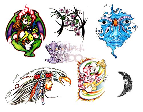 Colored Fantasy Tattoo Designs
