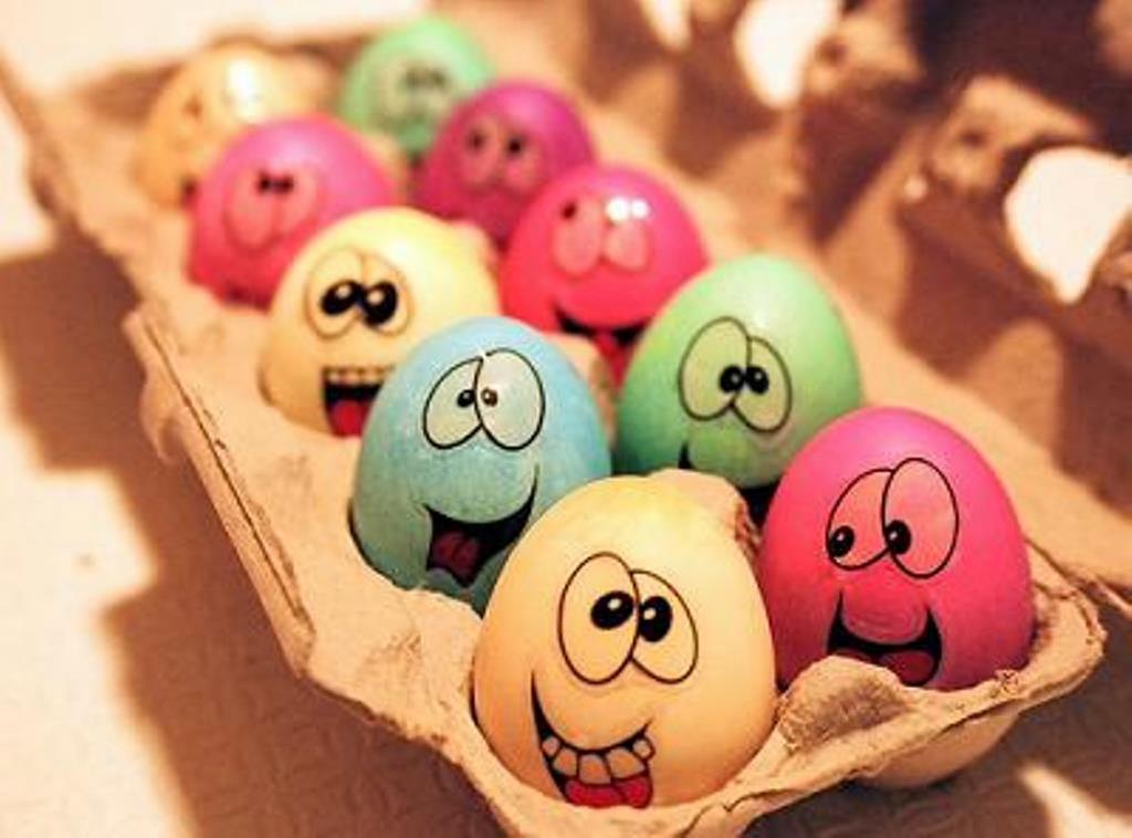 Colorful Eggs Smiling Faces Funny Picture