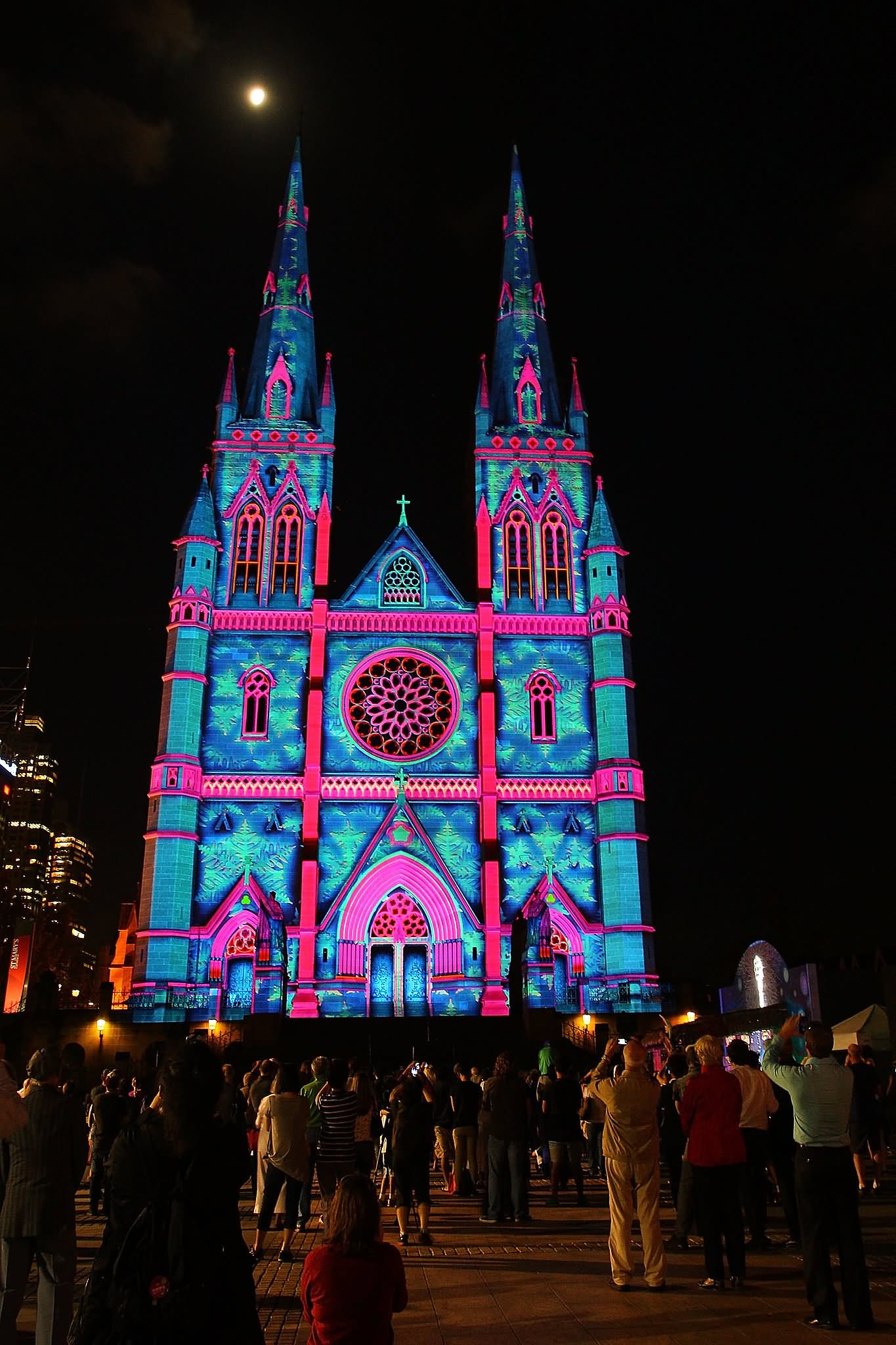 Colorful Lights Were Projected Onto St. Mary’s Cathedral In Sydney