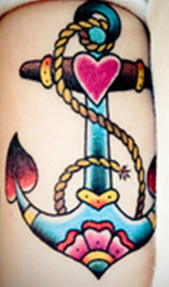 Colorful Sailor Anchor Tattoo Design