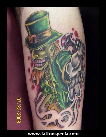 Crazy Leprechaun Tattoo On Leg