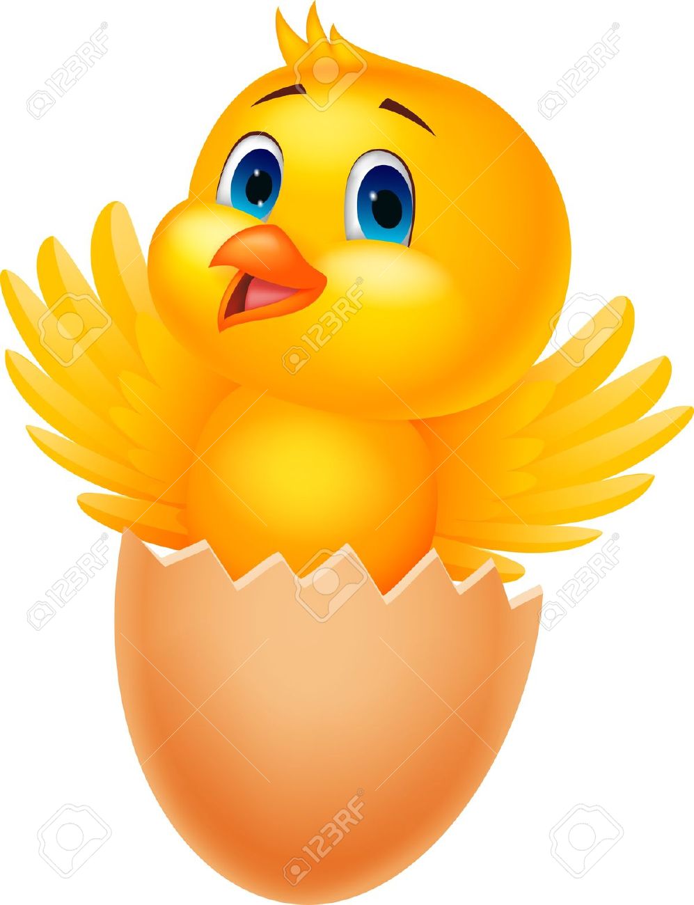 Cute Chick Inside Cracked Egg Funny Clipart Image