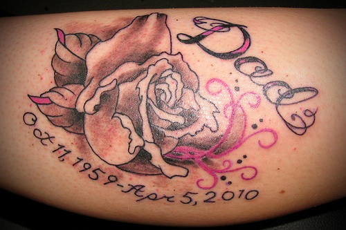 Dad - Memorial Rose Tattoo Design