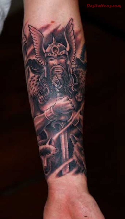 Dark Ink Fantasy Tattoo On Forearm