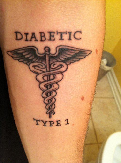 Diabetic - Black Ink Medical Symbol Tattoo Design For Sleeve