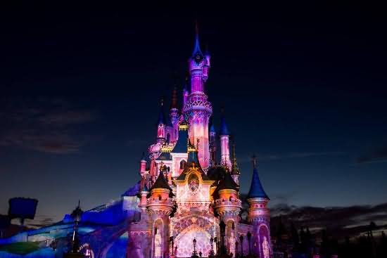 Disneyland Paris Castle At Night Time