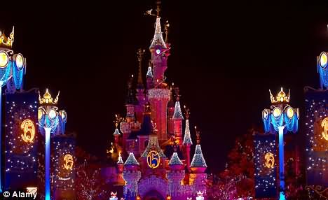 Disneyland Paris Castle  At Night