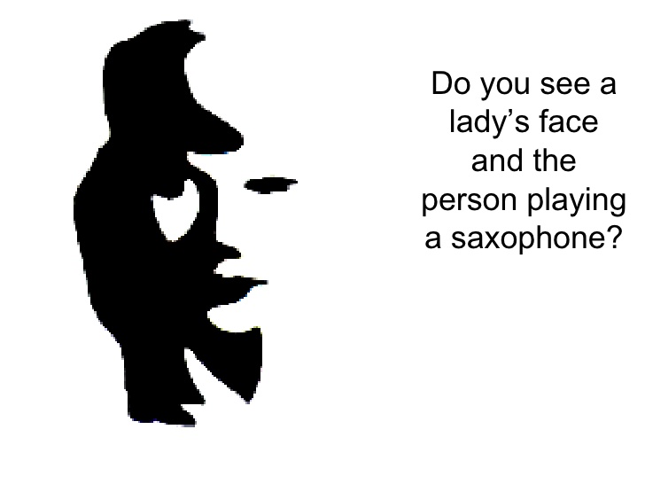 Do You See A Lady's Face And The Person Playing A Saxophone Optical Illusion Image