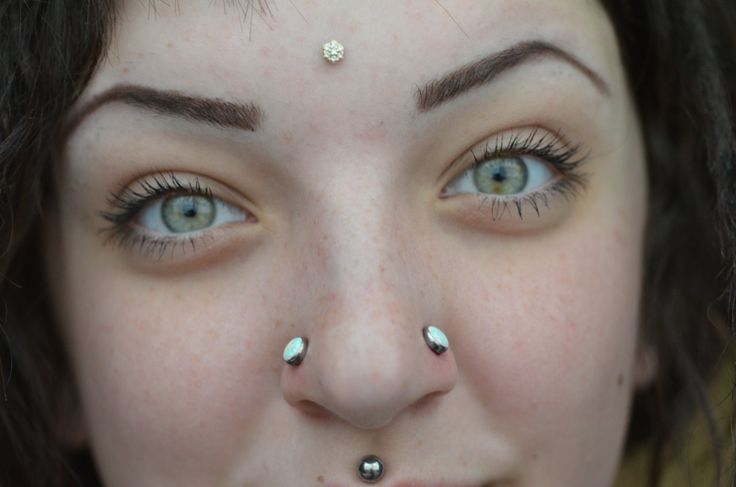 Double Nose And Bindi Piercing For Girls