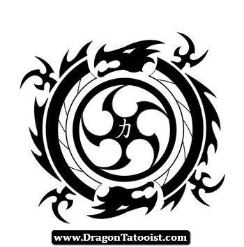 Dragon Circle Tattoo Stencil